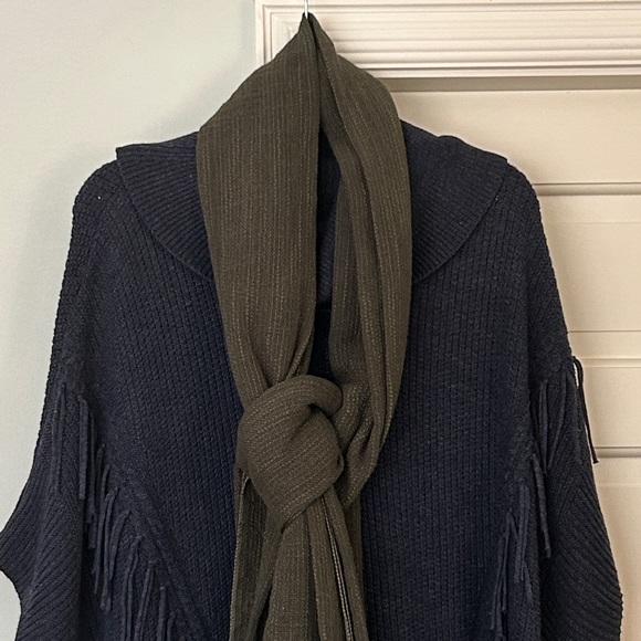 Ultimate Travel Accessories - Olive Scarf Hand Tied Tassels Gorgeous All Season Use Ultimate Travel Accessory